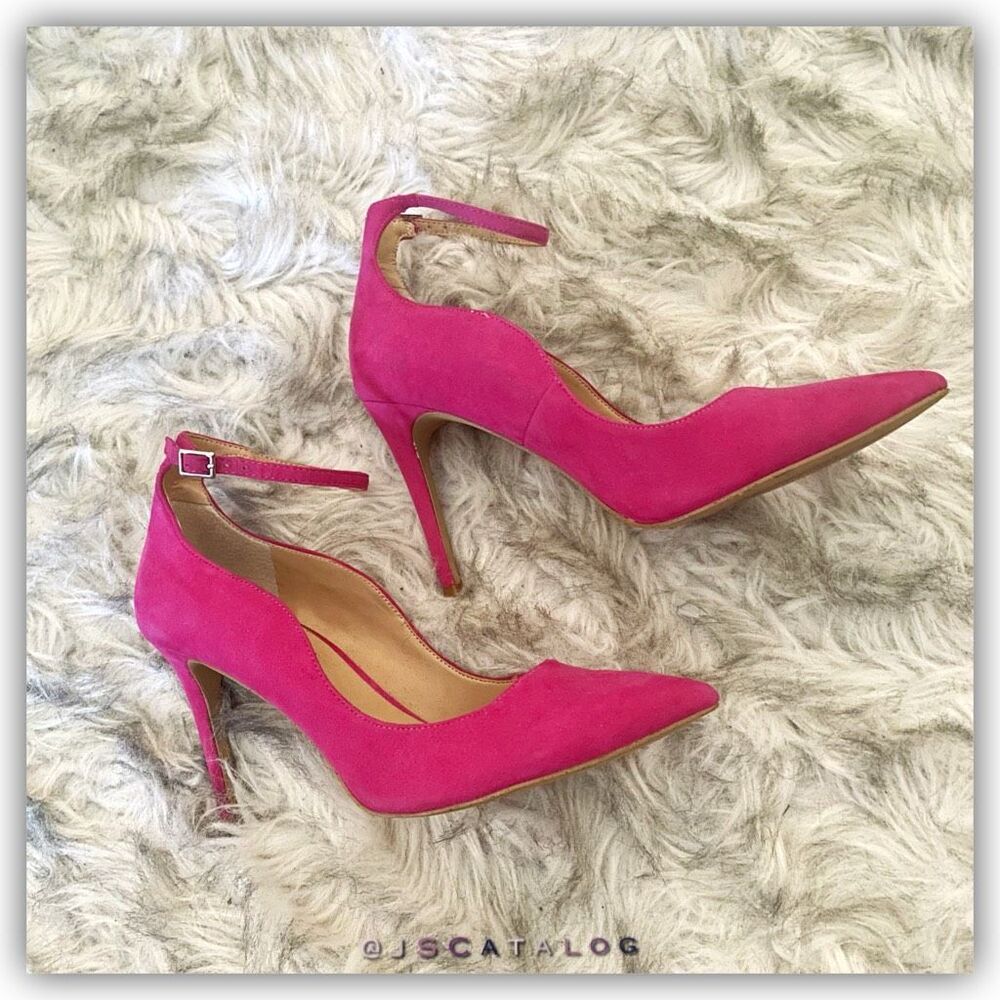 INC International Concepts Fuchsia Ankle-Strap Pointed Toe Heels
